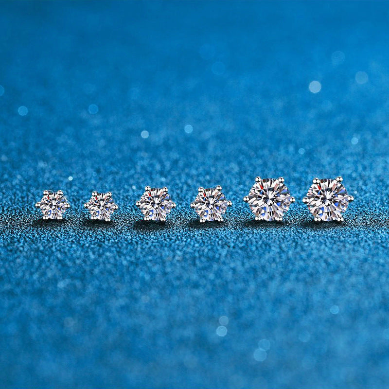 S925 Silver Stud Classic Six-claw Stud Earrings
