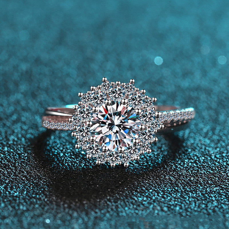 Sterling Silver Fashion Moissaint Diamond Ring