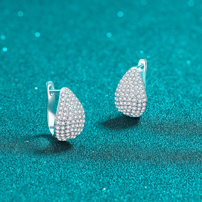 Sterling Silver Full Drop Pear-shaped Simple Stud Earrings