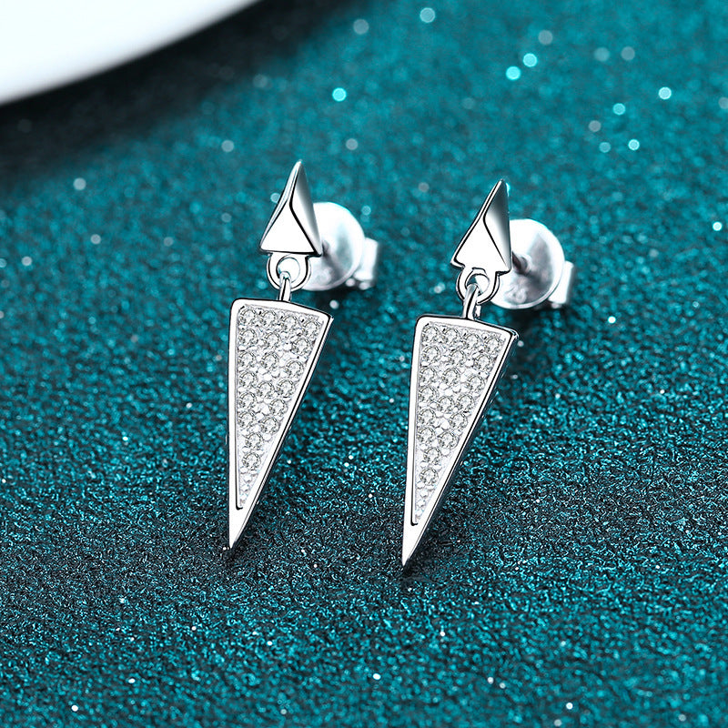 Triangle Stud Earrings Moissanite Diamond Full Set