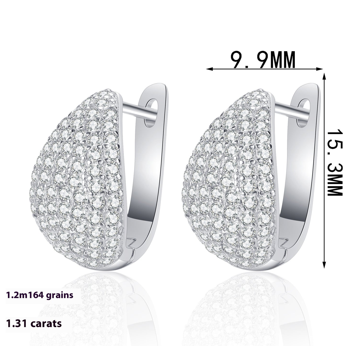 Sterling Silver Full Drop Pear-shaped Simple Stud Earrings