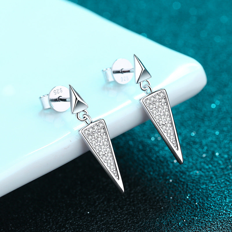 Triangle Stud Earrings Moissanite Diamond Full Set