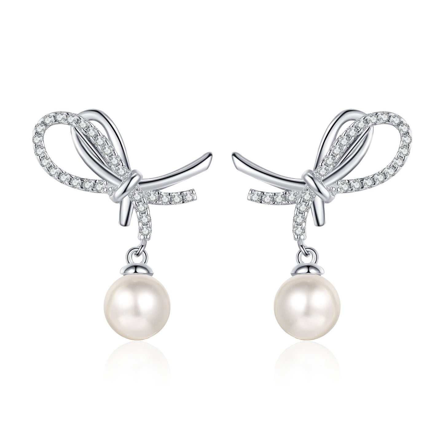 925 Sterling Silver Moissanite Pearl Stud Earrings