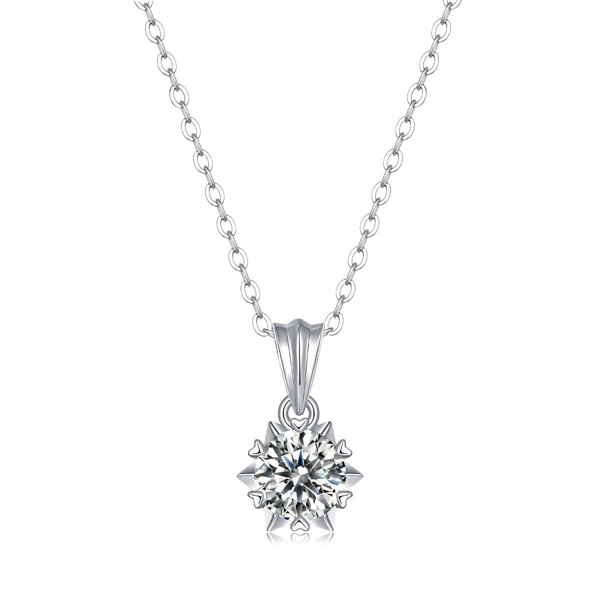 Silver Necklace Moissanite Bloom Pendant For Women