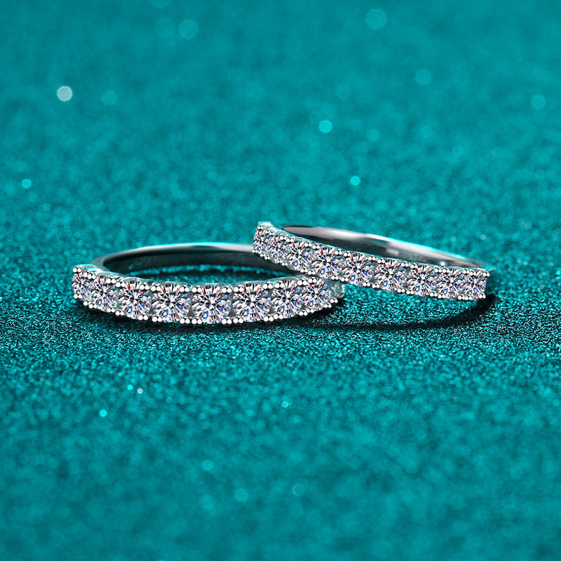 Sterling Silver Bracelet Female Ten Princess 1 Karat Moissanite Ring