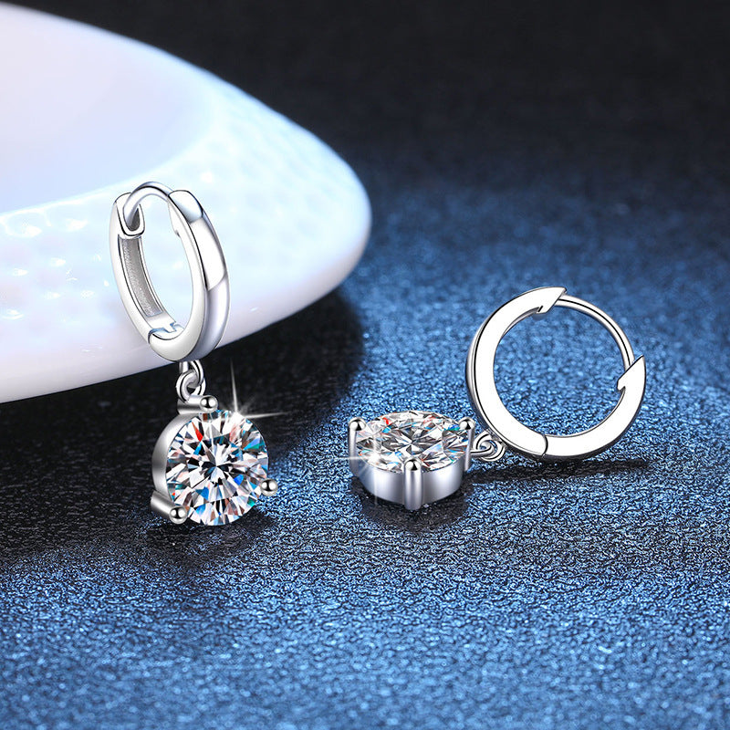 925 Sterling Silver Moissanite Dangl Drop Earrings