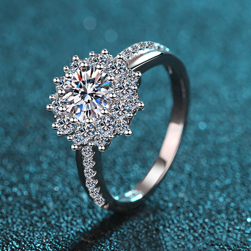 Sterling Silver Fashion Moissaint Diamond Ring