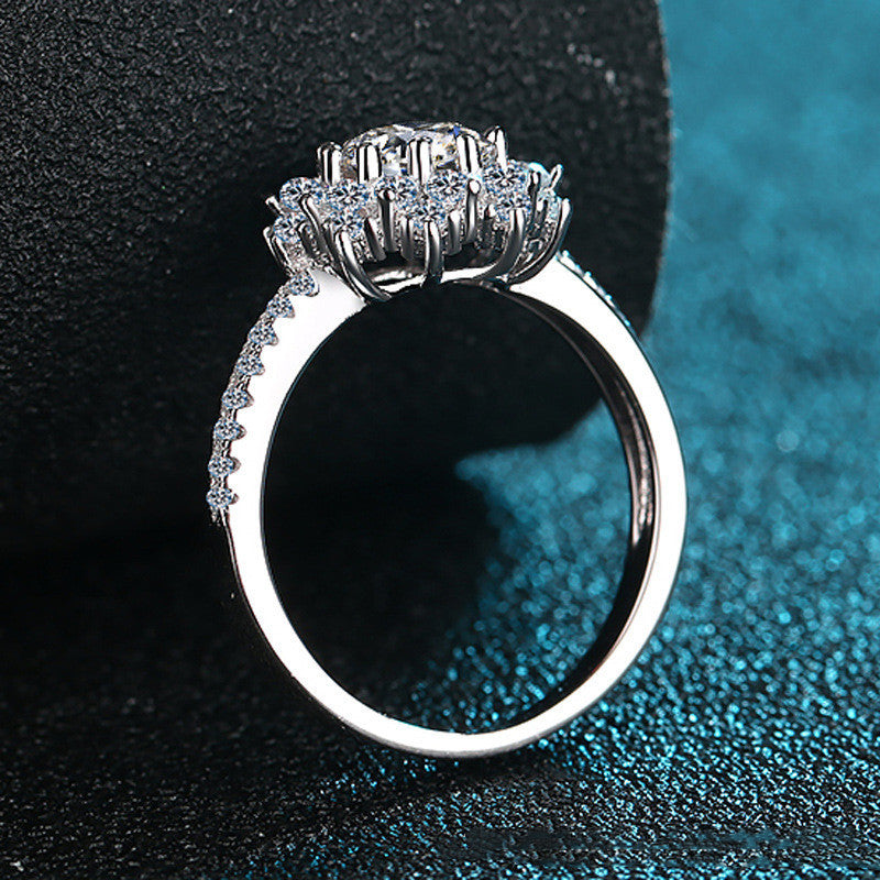 Sterling Silver Fashion Moissaint Diamond Ring