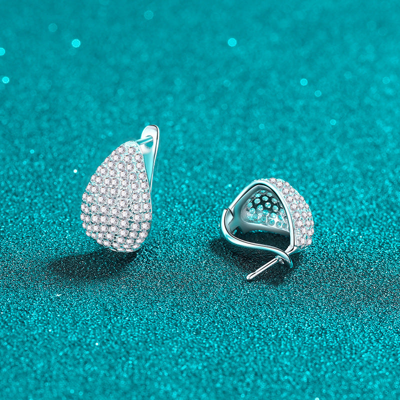 Sterling Silver Full Drop Pear-shaped Simple Stud Earrings