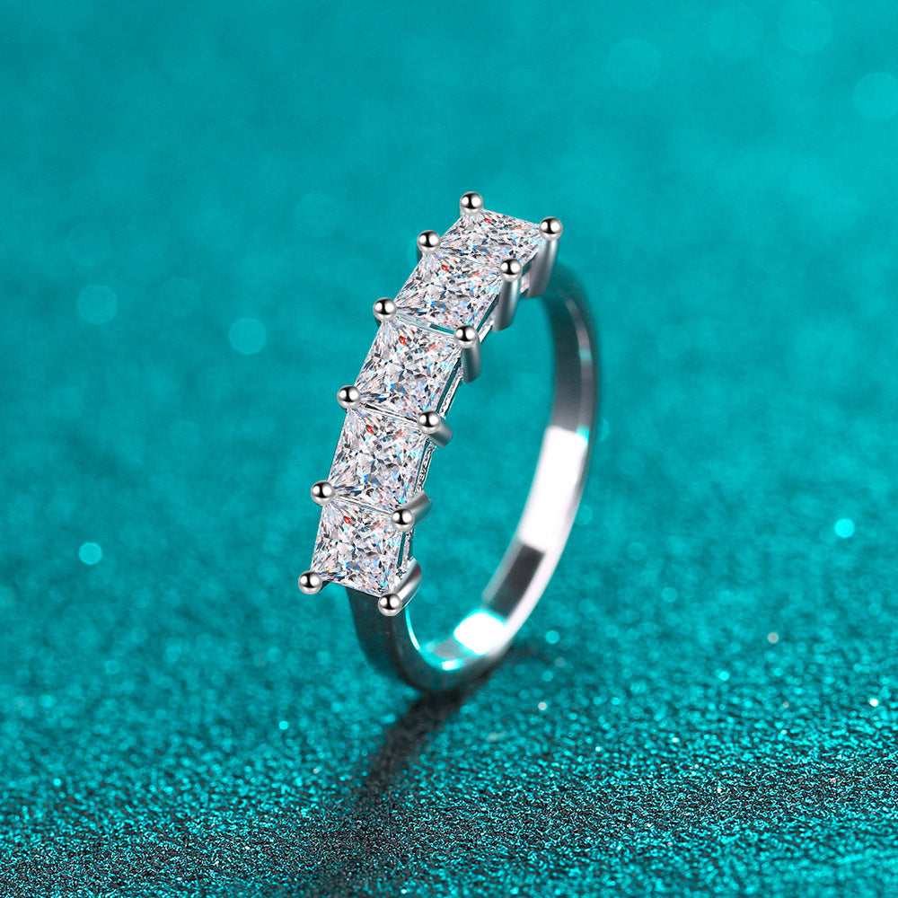 Square Moissanite Stackable Plated 18K Ring