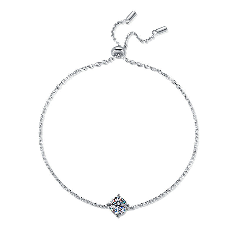 925 Sterling Silver Women's Moissanite Classic Four-claw Bracelet For Women