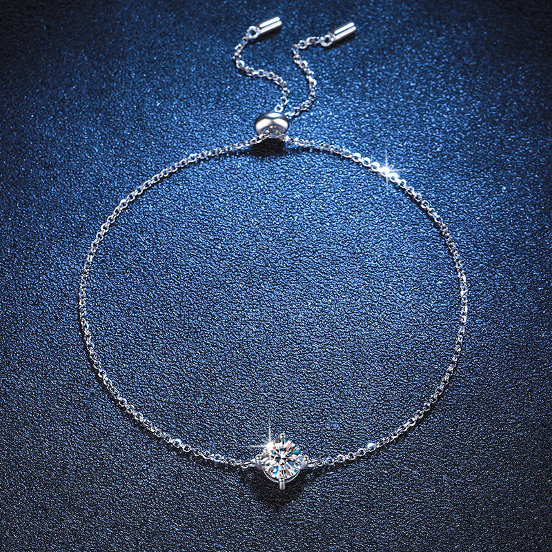 925 Sterling Silver Women's Moissanite Classic Four-claw Bracelet For Women