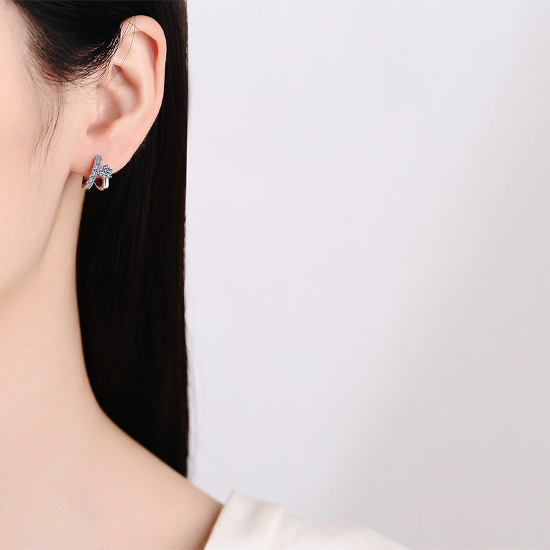 S925 Sterling Silver Moissanite Light Luxury Asymmetric Ear Clip