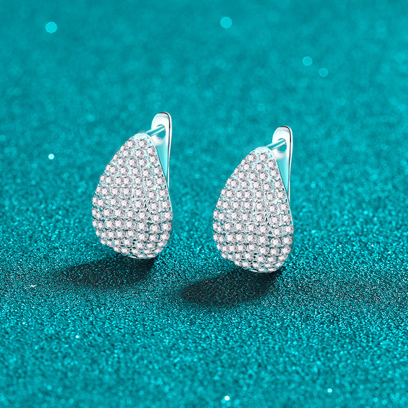 Sterling Silver Full Drop Pear-shaped Simple Stud Earrings