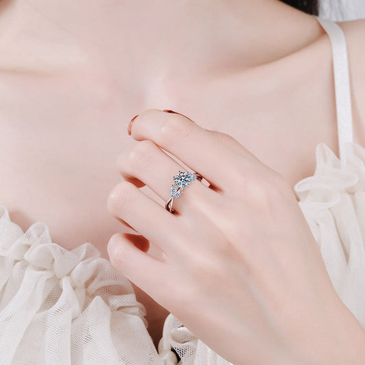925 Sterling Silver Moissanite Female Blooming Flower Ring