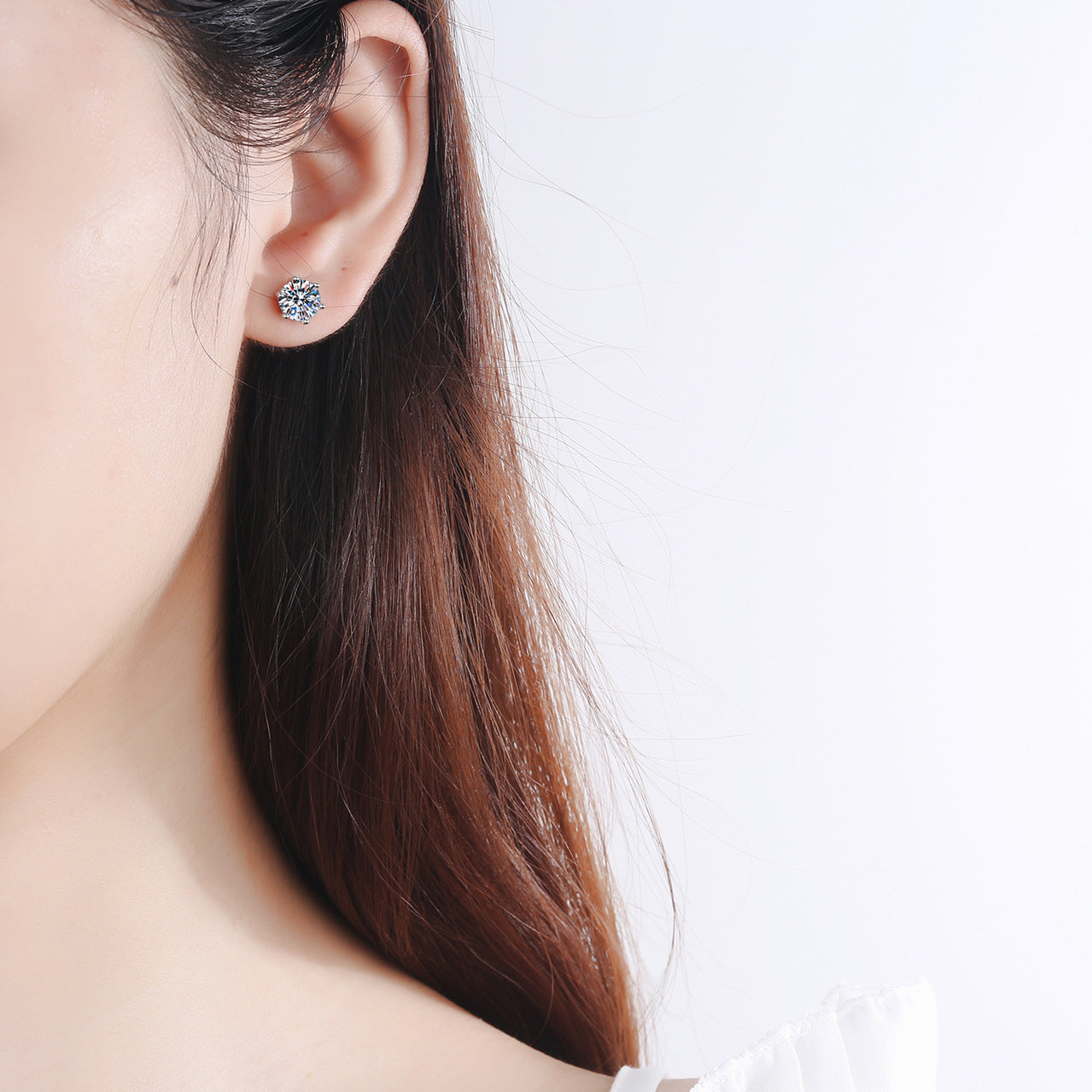 S925 Silver Stud Classic Six-claw Stud Earrings