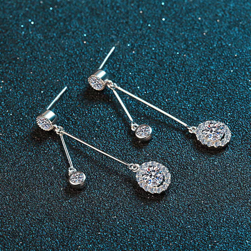 Silver Ear Ring Female Mosan Diamond Diamond