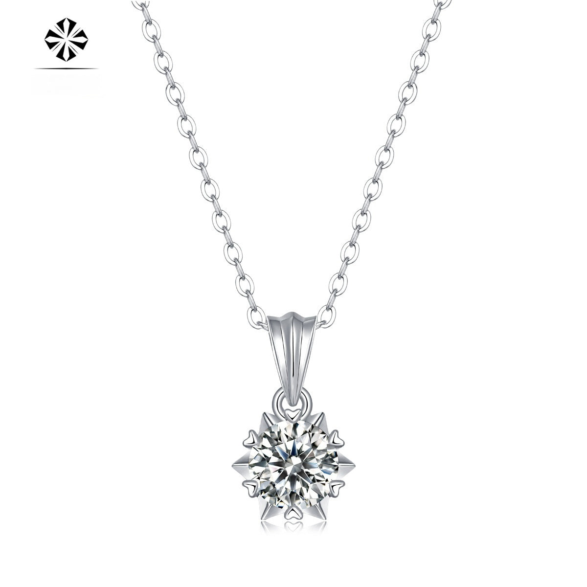 Silver Necklace Moissanite Bloom Pendant For Women