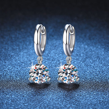 925 Sterling Silver Moissanite Dangl Drop Earrings