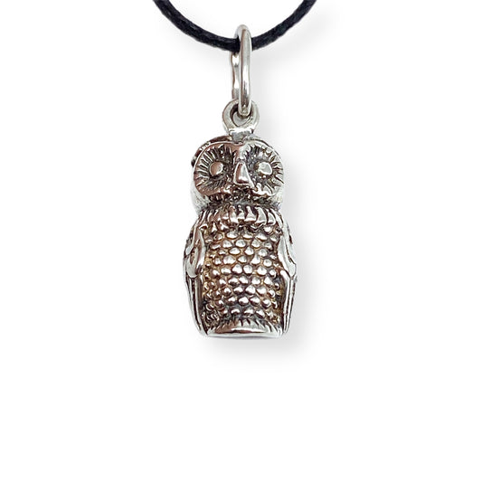 Owl - Silver Minisculpture Pendant