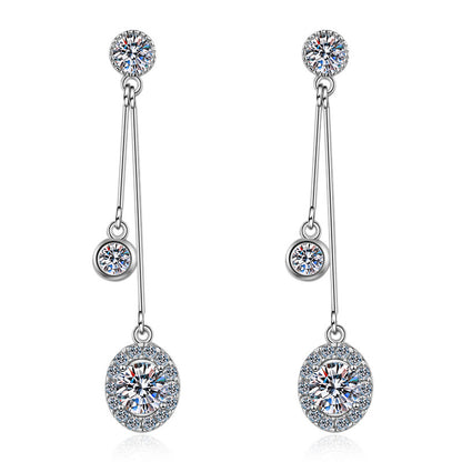 Silver Ear Ring Female Mosan Diamond Diamond