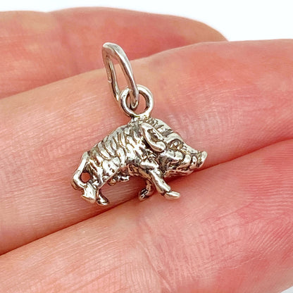 Boar - Silver Minisculpture Pendant