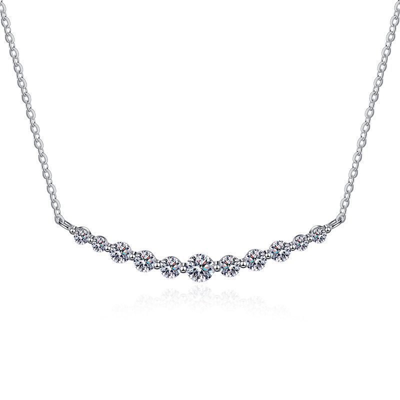 S925 Sterling Silver Moissanite Necklace Light Luxury High-grade 11 Karat D Color