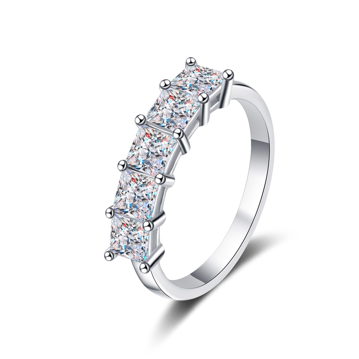 Square Moissanite Ring Stackable Plated 18K