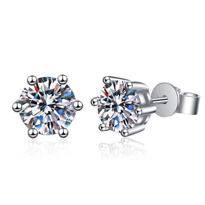 S925 Silver Stud Classic Six-claw Stud Earrings