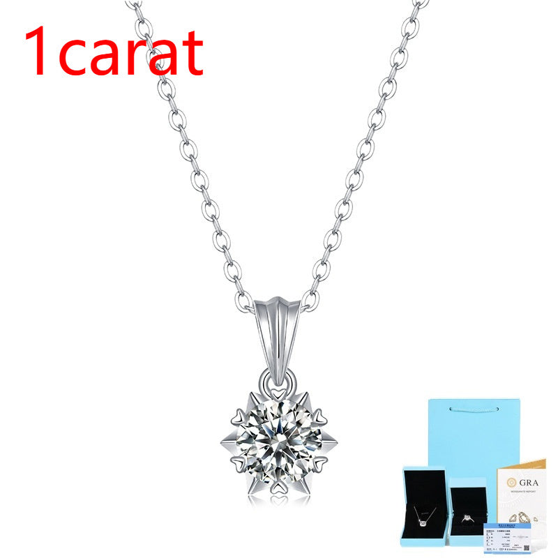 Silver Necklace Moissanite Bloom Pendant For Women