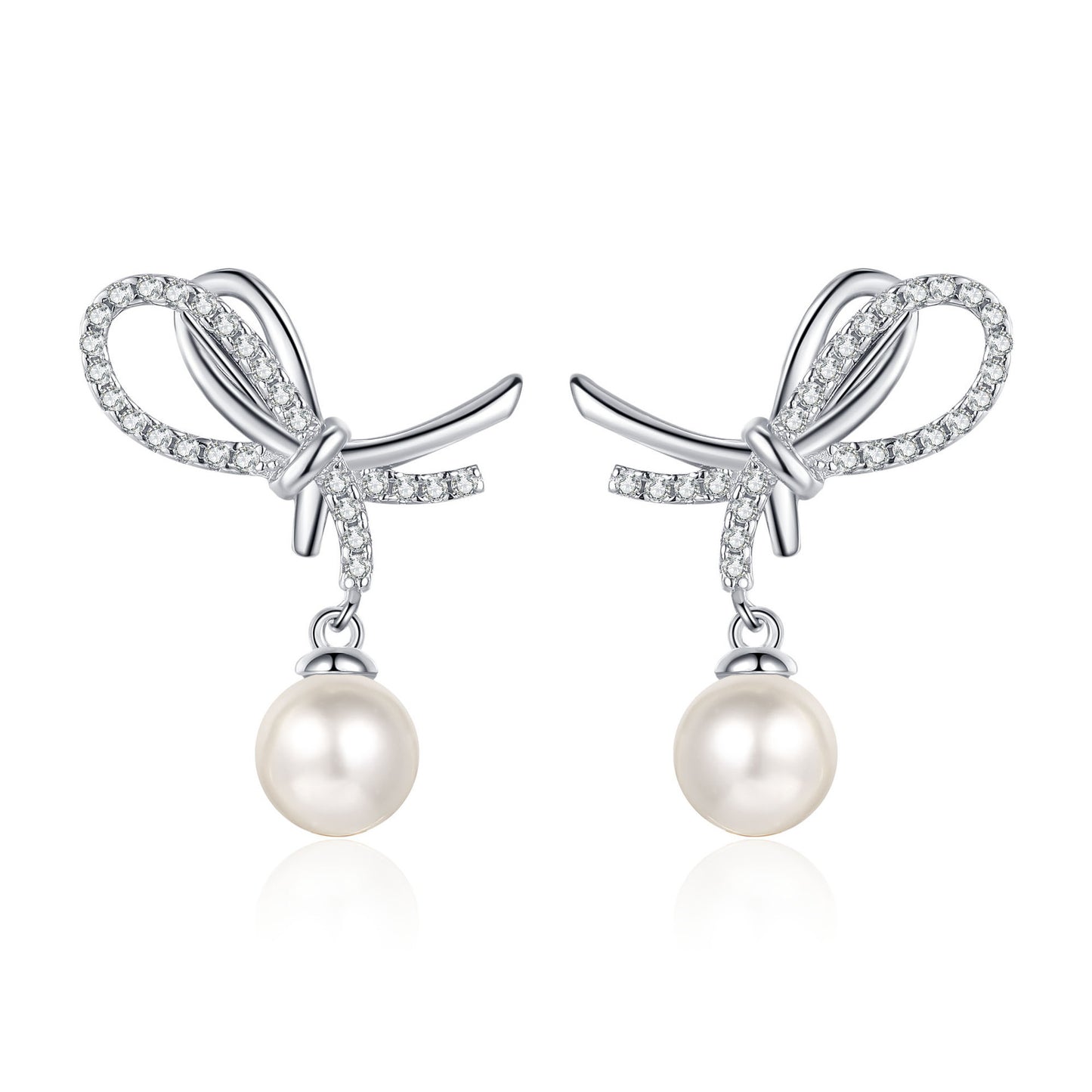 S925 Sterling Silver Moissanite Pearl Stud Earrings