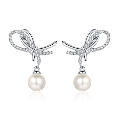 S925 Sterling Silver Moissanite Pearl Stud Earrings