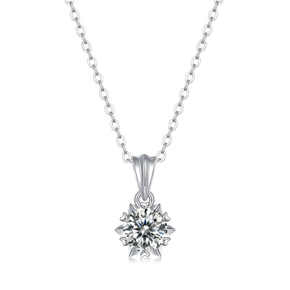 Silver Necklace Moissanite Bloom Pendant For Women