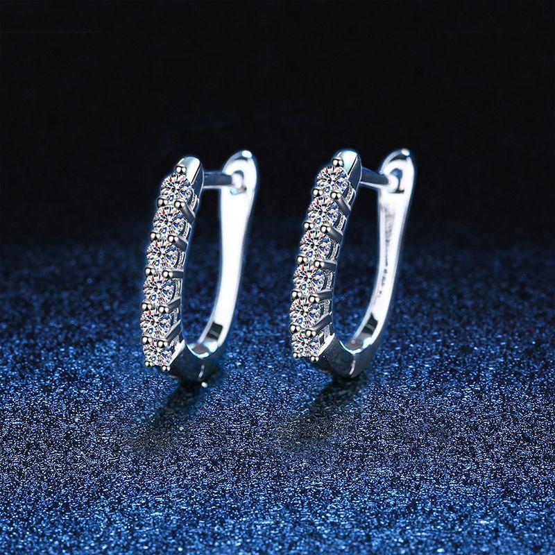 Sterling Silver Earrings Plated Pt950 High-end Diamond Row