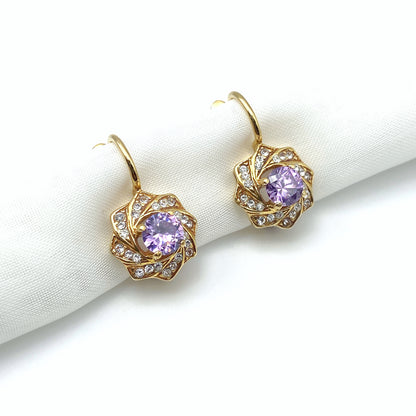 Pannier - Lavender Gold Plated Earrings
