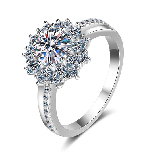 Sterling Silver Fashion Moissaint Diamond Ring