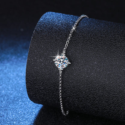 S925 Silver Women's Moissanite Classic Four-claw Bracelet For Women