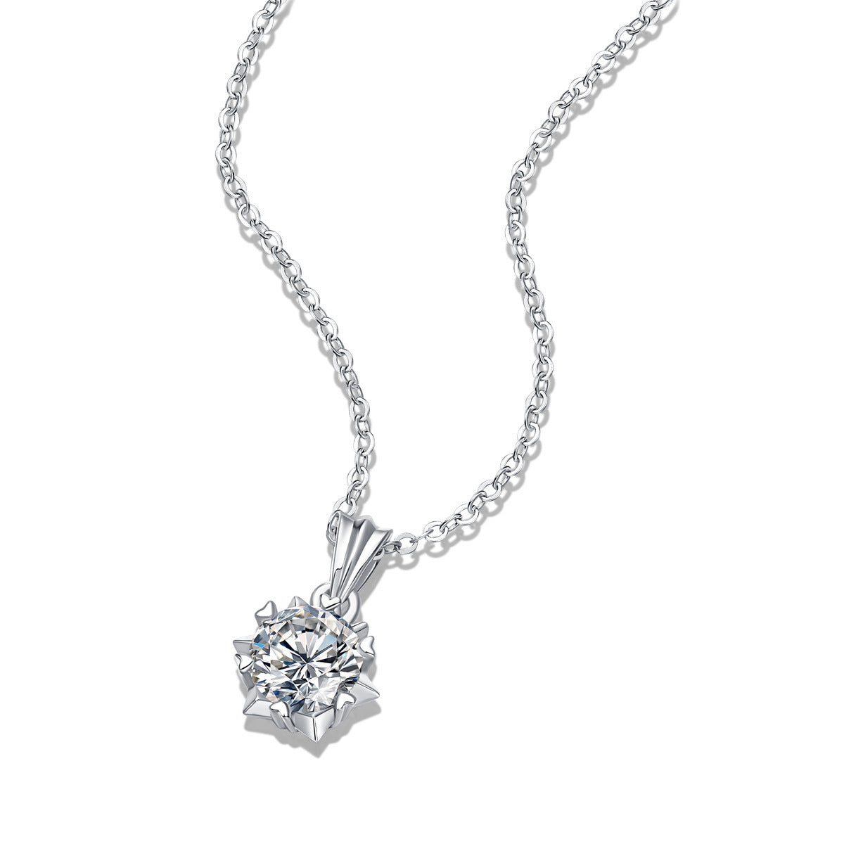 Silver Necklace Moissanite Bloom Pendant For Women