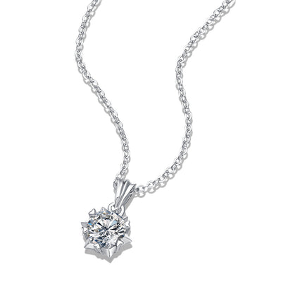 Silver Necklace Moissanite Bloom Pendant For Women