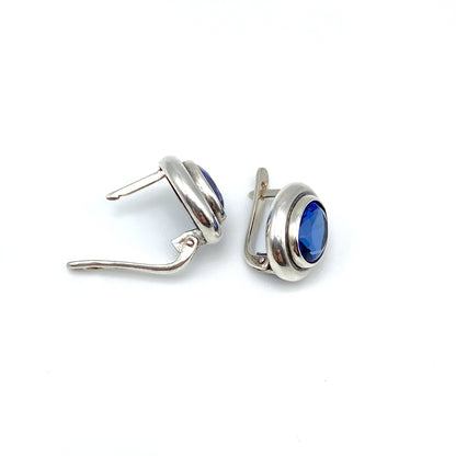 Olive - Sapphire Crystal Earrings