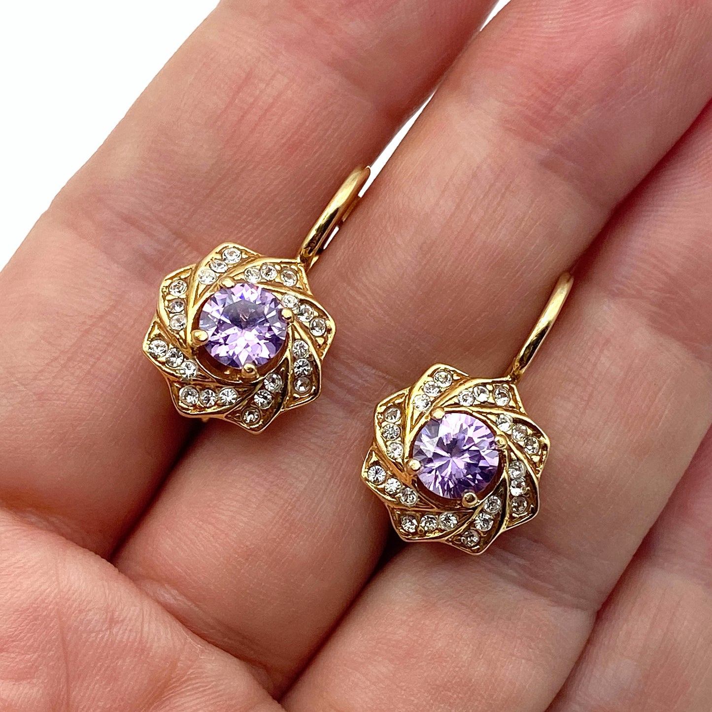 Pannier - Lavender Gold Plated Earrings