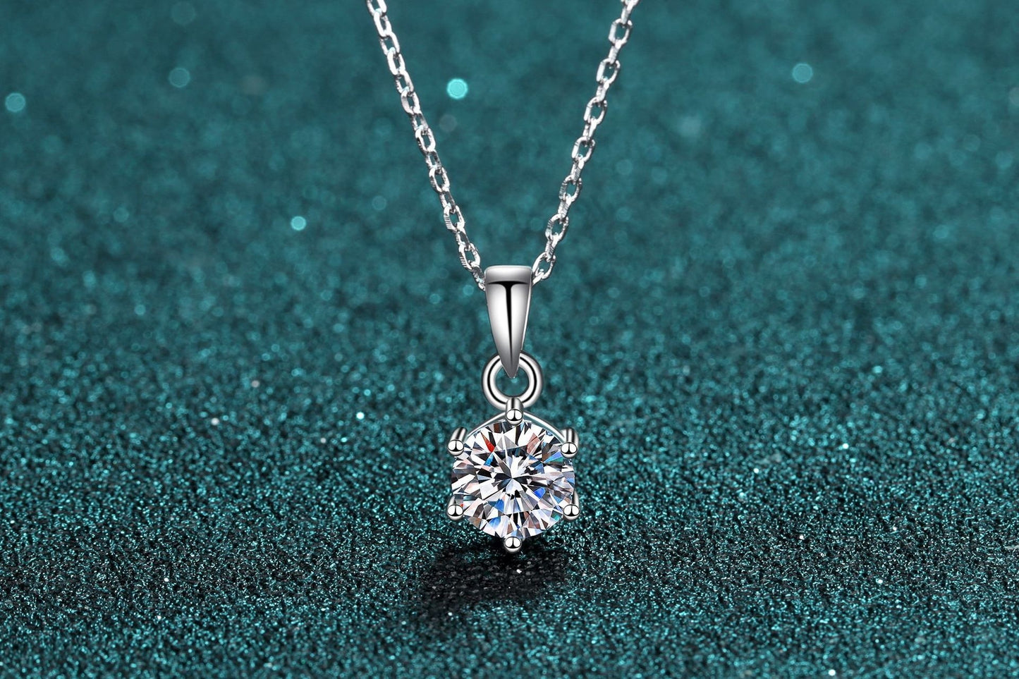 All-match High-grade Moissanite Six-claw Pendant Clavicle Chain 925 Silver Necklace Female