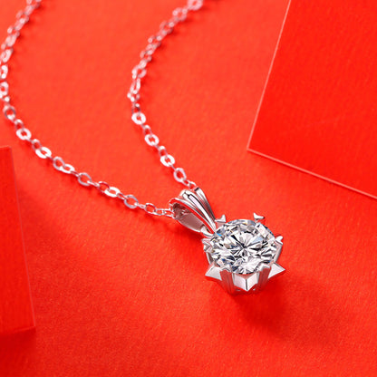 Silver Necklace Moissanite Bloom Pendant For Women