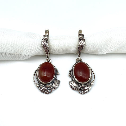Autumn - cornelian vintage dangle earrings