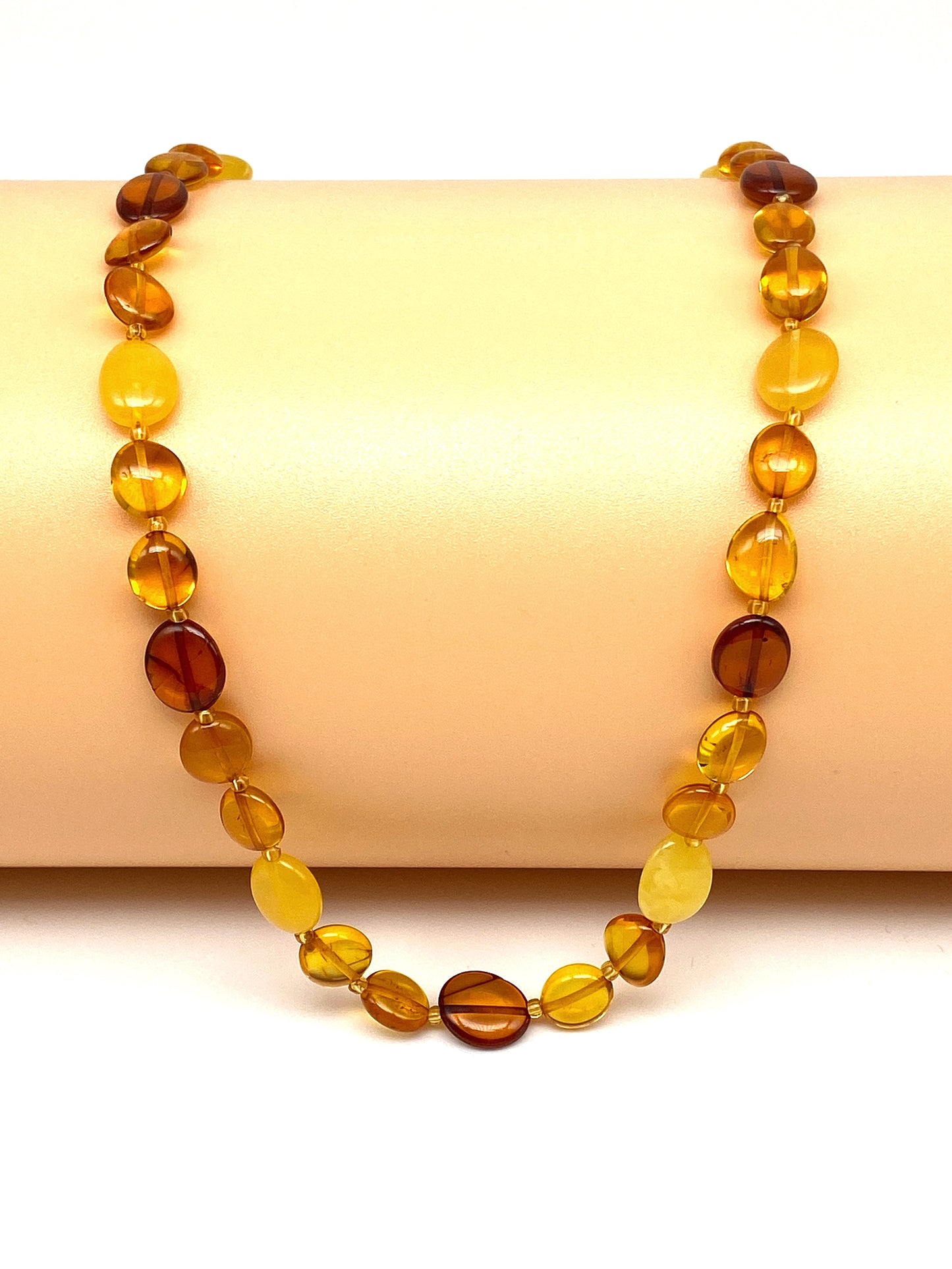 Plum-shaped beads - amber necklace