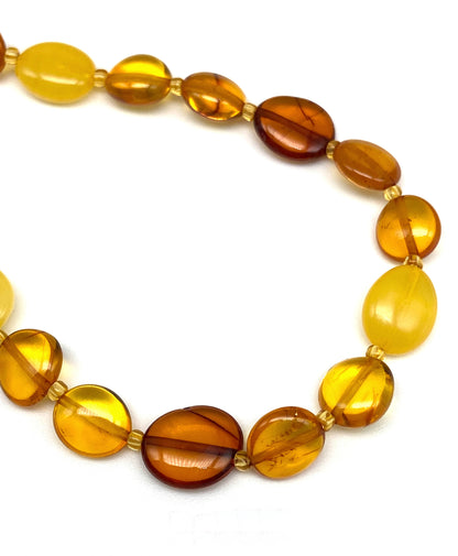 Plum-shaped beads - amber necklace