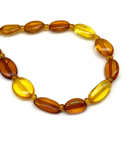 Plum-shaped beads - amber necklace