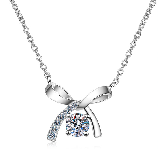 Mosang Diamond Bow Necklace Simulation