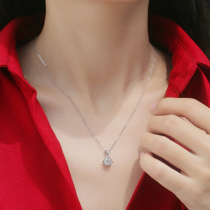 Silver Necklace Moissanite Bloom Pendant For Women