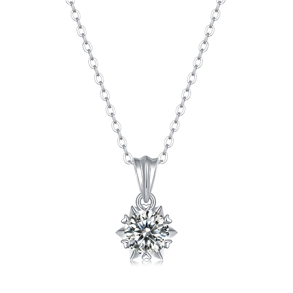 Silver Necklace Moissanite Bloom Pendant For Women